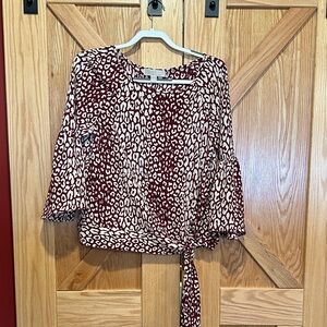 MICHAEL Michael Kors Red and White Leopard Print Blouse